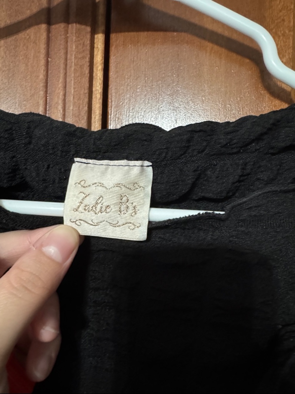 Zadie B. Black Textured Waffle Knit Top with Front Tie Detail - Picture 2 of 3